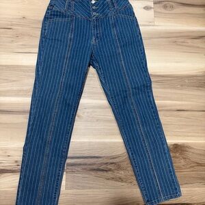 Elegant High Rise Blue Striped Jeans